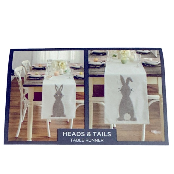 NEW The Farmhouse Rachel Ashwell HEADS & TAILS Bunny Tablerunner 🐇🐇🐇 - Picture 2 of 7